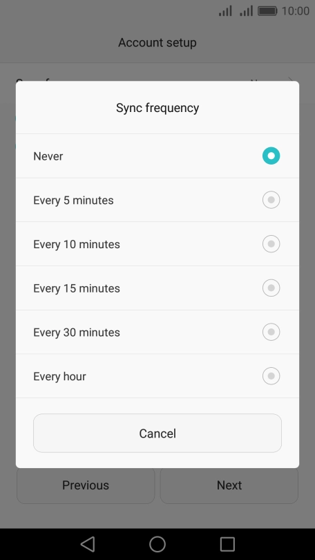 Press the required setting.