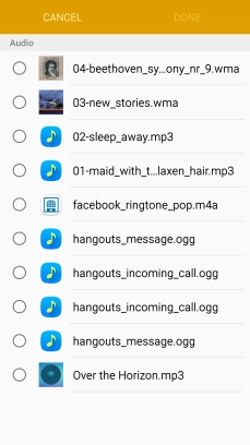 Press the required audio file.