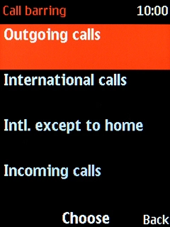 Select the required barring type.