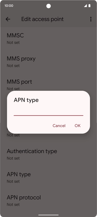 Key in default and press OK.