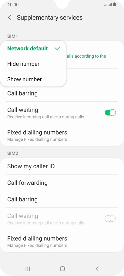 Press Show number to turn on caller identification.