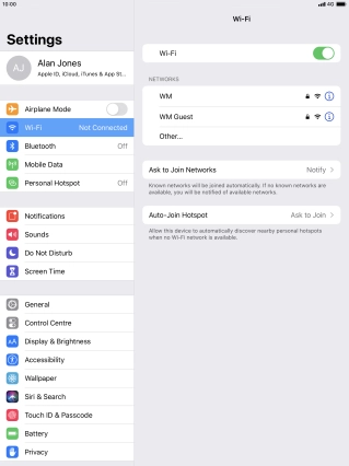 Press the required Wi-Fi network and key in the password for the Wi-Fi network.