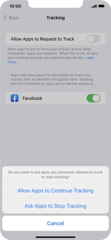 If you turn off the function, press the required setting.
