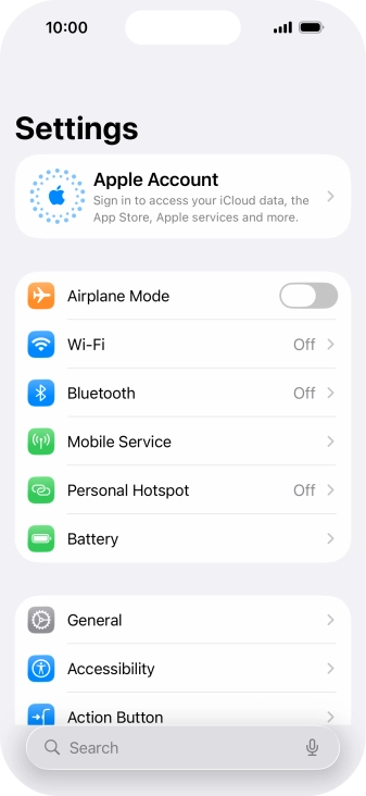 Press Apple Account. Press Apple Account.