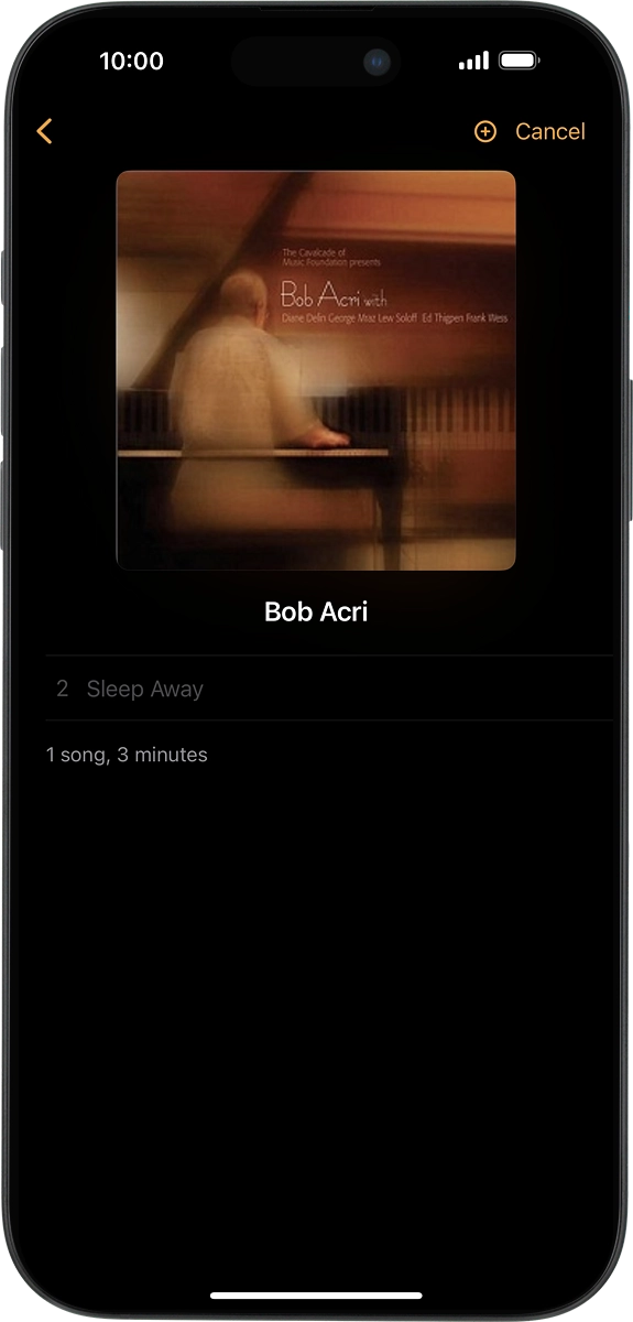 On your phone: Press the add icon to transfer the audio files to your Apple Watch.