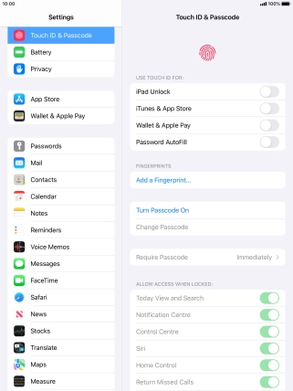 Press Turn Passcode On and key in a lock code of your own choice twice.