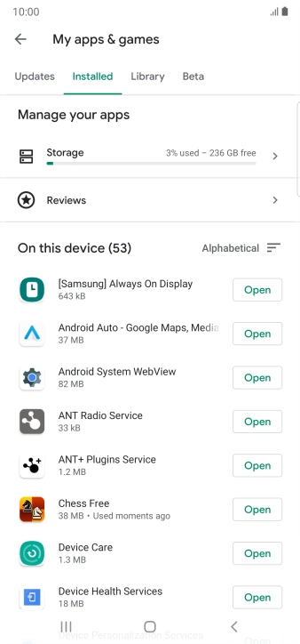 Press the required app.