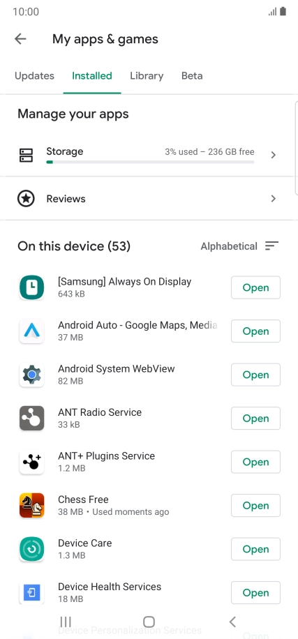 Press the required app.