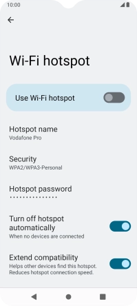 Press Hotspot name and key in the required name for the Wi-Fi hotspot.
