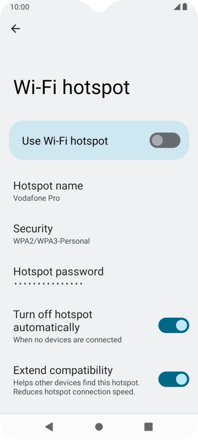 Press Hotspot name and key in the required name for the Wi-Fi hotspot.