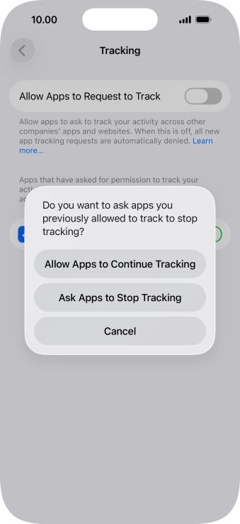 If you turn off the function, press the required setting.