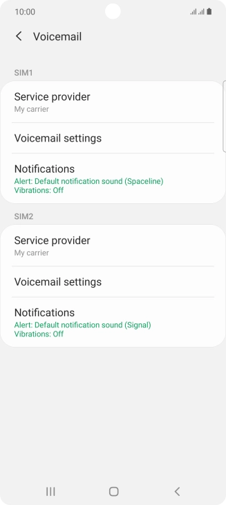 Press Voicemail settings.