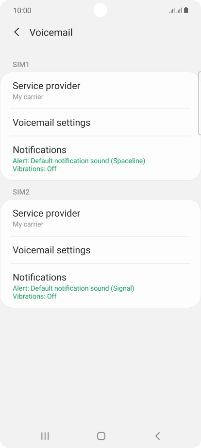 Press Voicemail settings.