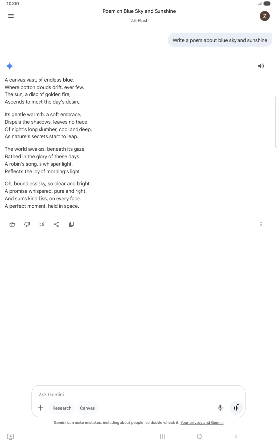 You can ask Gemini to generate a text based on your description.