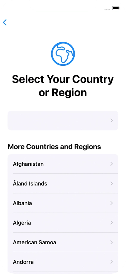 Press the required country or area.