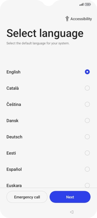 Press the required language.
