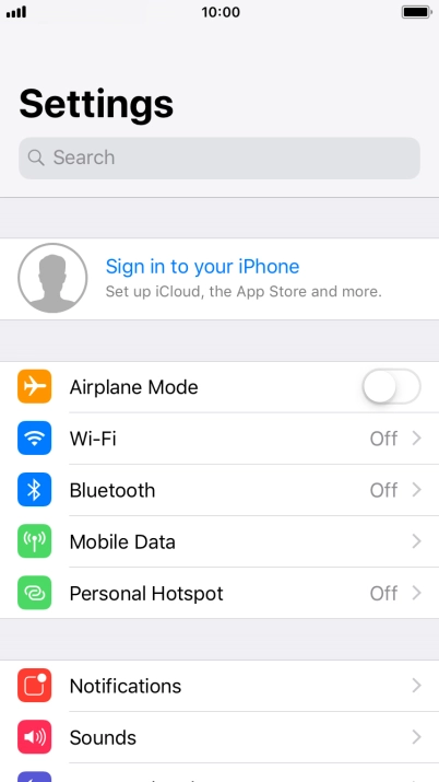 Press Sign in to your iPhone.