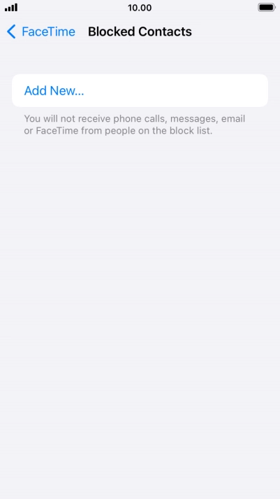 Press Add New... and follow the instructions on the screen to block a contact.