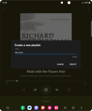 Key in a name for the playlist and press CREATE.