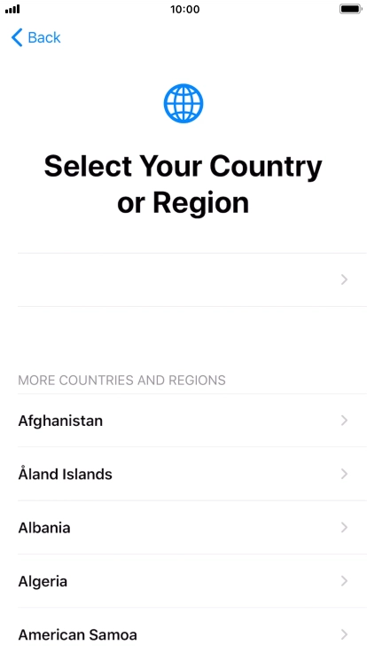 Press the required country or area.