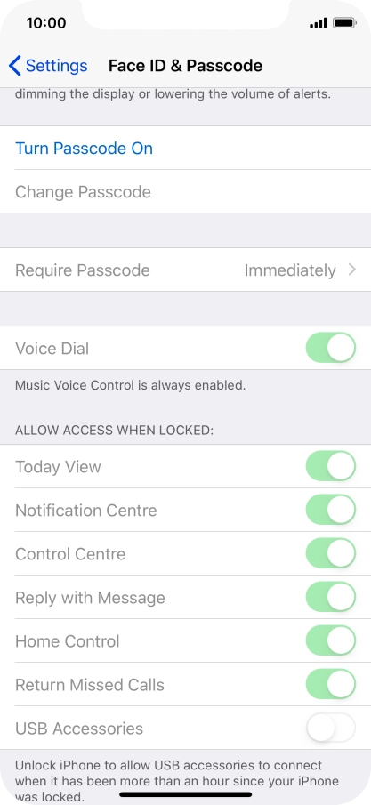 Press Turn Passcode On and key in a phone lock code of your own choice twice.