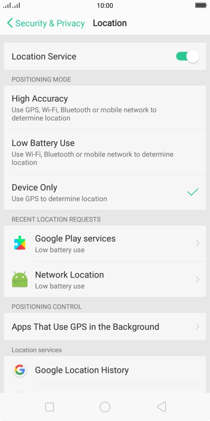 If you select High Accuracy, your phone can find your exact position using the GPS satellites, the mobile network and nearby Wi-Fi networks. Satellite-based GPS requires a clear view of the sky.