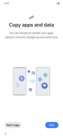 You can transfer the contents of another phone to your phone when it's activated for the first time and after a factory reset. When this screen is displayed, your phone is ready to transfer contents from another phone.