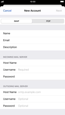 Press Username and key in the username for your email account.