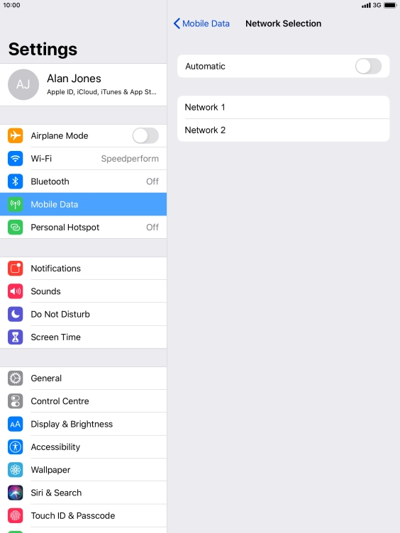 If you turn off the function, press the required network.