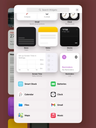 Press the required widget.
