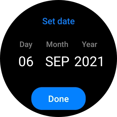 Slide your finger up or down on the screen to set the required date. Slide your finger up or down on the screen to set the required date.