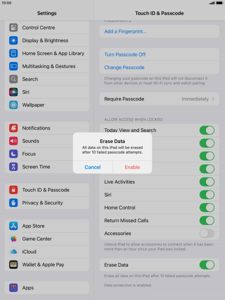 If you turn on the function, press Enable. If you turn on the function, press Enable.