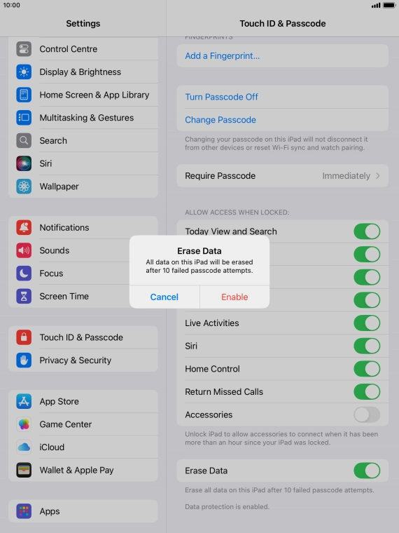 If you turn on the function, press Enable. If you turn on the function, press Enable.
