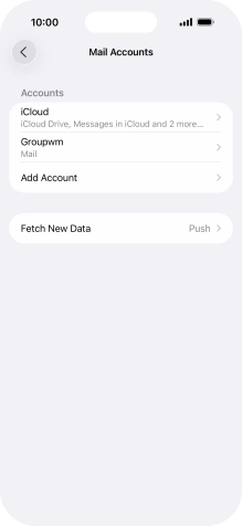 Press the name of the email account you've just set up. Press the name of the email account you've just set up.