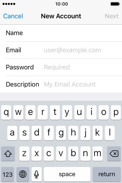 Press Email and key in your email address.
