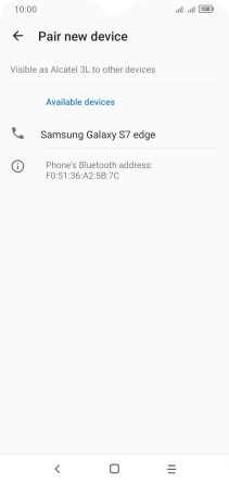 Press the required Bluetooth device and follow the instructions on the screen to pair the device with your phone.