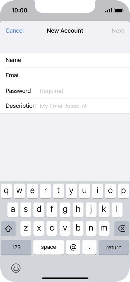 Press Password and key in the password for your email account.