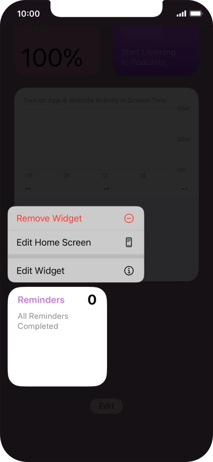 Press Remove Widget.