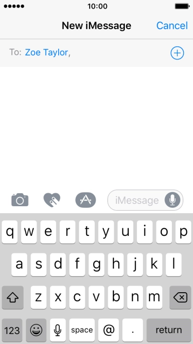If the recipient can receive iMessages, iMessage is displayed in the text input field.