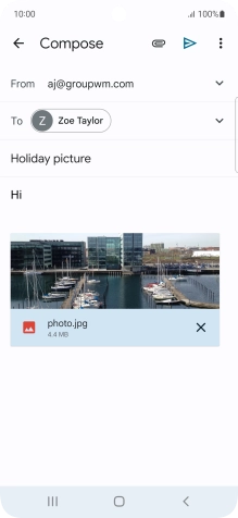 Press the send icon when you've finished your email message.