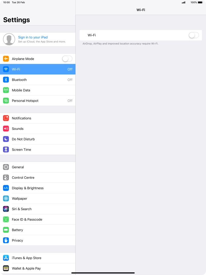 Press Sign in to your iPad.