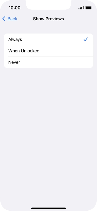 To select notification preview on the lock screen, press Always.