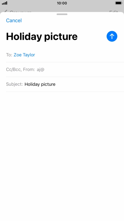 Press the text input field and write the text for your email message.