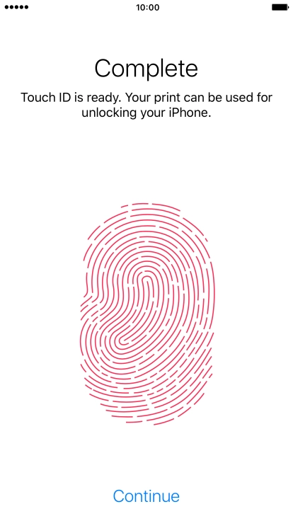 Press Continue. If you haven't previously selected a phone lock code, key in a code of your own choice twice.