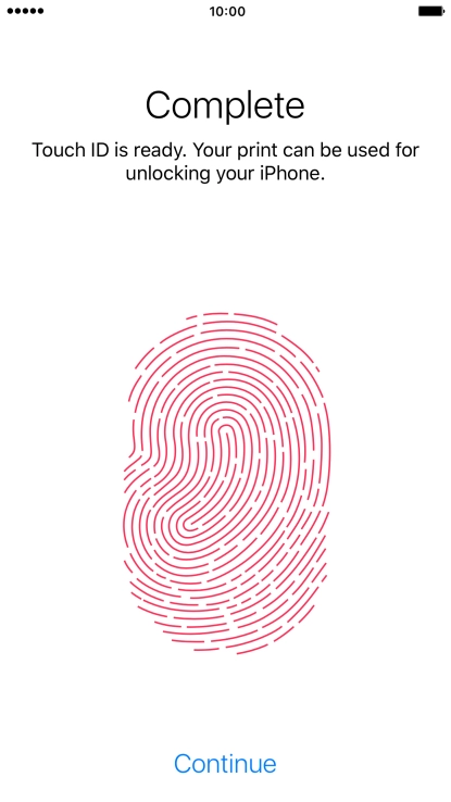 Press Continue. If you haven't previously selected a phone lock code, key in a code of your own choice twice.