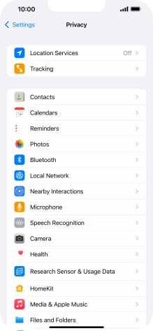 Press Location Services.