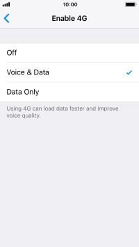 To turn off use of 4G, press Off.