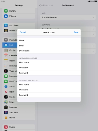 Press Save. Your email account has now been set up. To select more settings for incoming and outgoing server, proceed with the following steps.