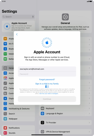 Press Password and key in the password for your Apple ID.
