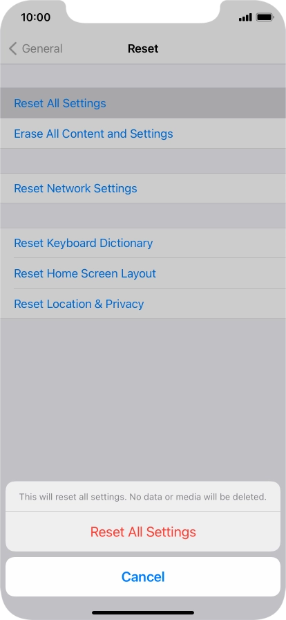Press Reset All Settings.